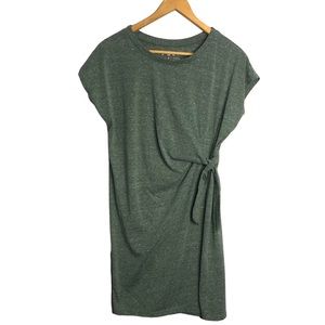 Poof Light Green T-shirt Dress Large Heathered Capped Short Sleeves Tie